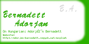 bernadett adorjan business card